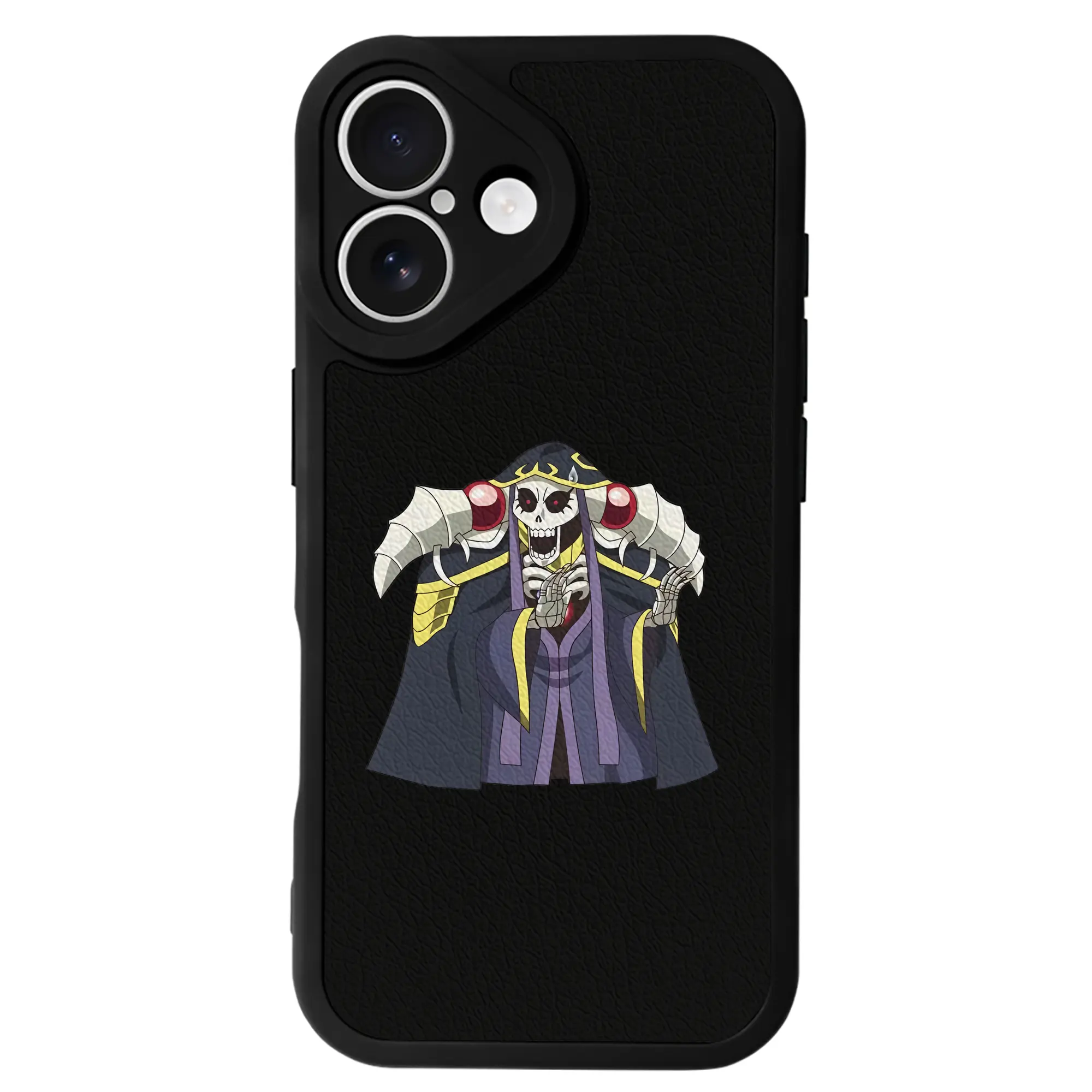 オーバーロード グッズ アインズ・ウール・ゴウン - IPhone 16シリーズ対応 ・ シリコンスマホケース ・ レザー調 ・ 高精度フィット ・ 耐衝撃 ・ ワイヤレス充電対応 ・ 精密カット